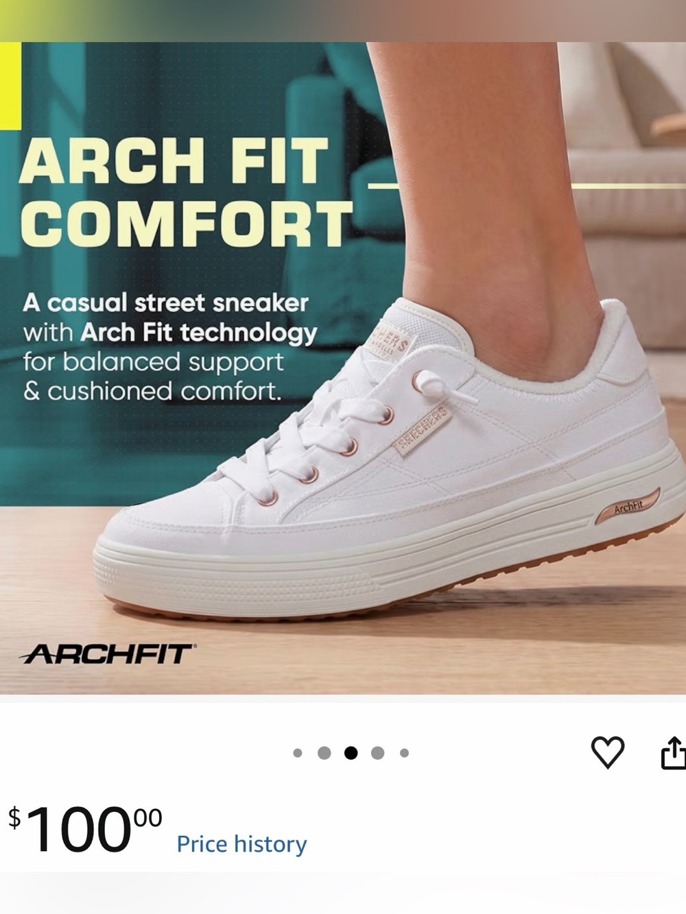 Skechers White Arch Fit Low-Top Women's Sneaker NWT size 8